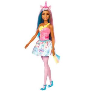 Barbie Dreamtopia Unicorn Fashion Doll With Blue & Purple Hair Wesring Removable Skirt