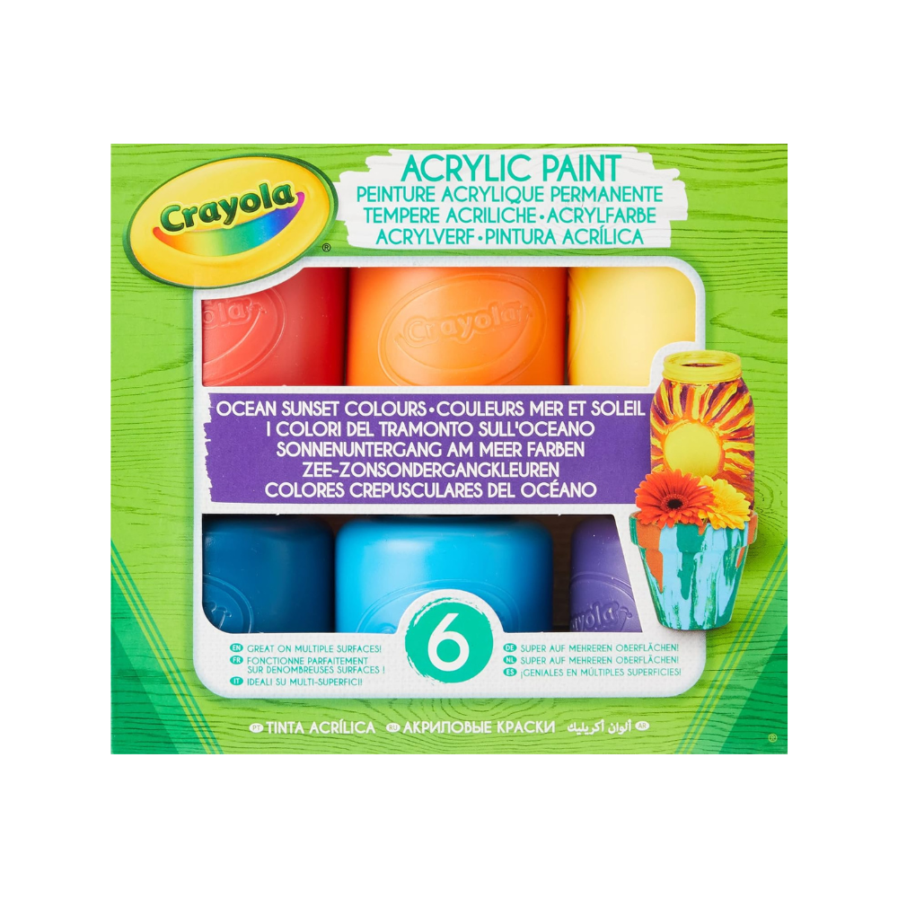 Crayola Acrylic Paint Ocean-Sunset Shades, 6 Pcs.