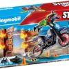 Stunt Show Motocross With Fiery Wall