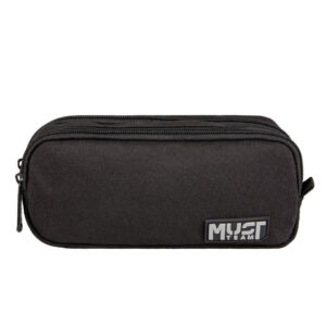 Pencil Case 2 Zippers Black With Grey
