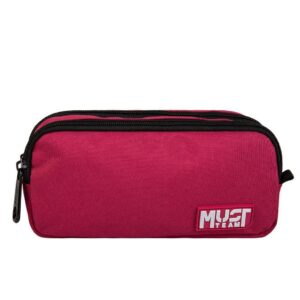 Must Team Pencil Case 2 Zippers Bordeaux With Grey