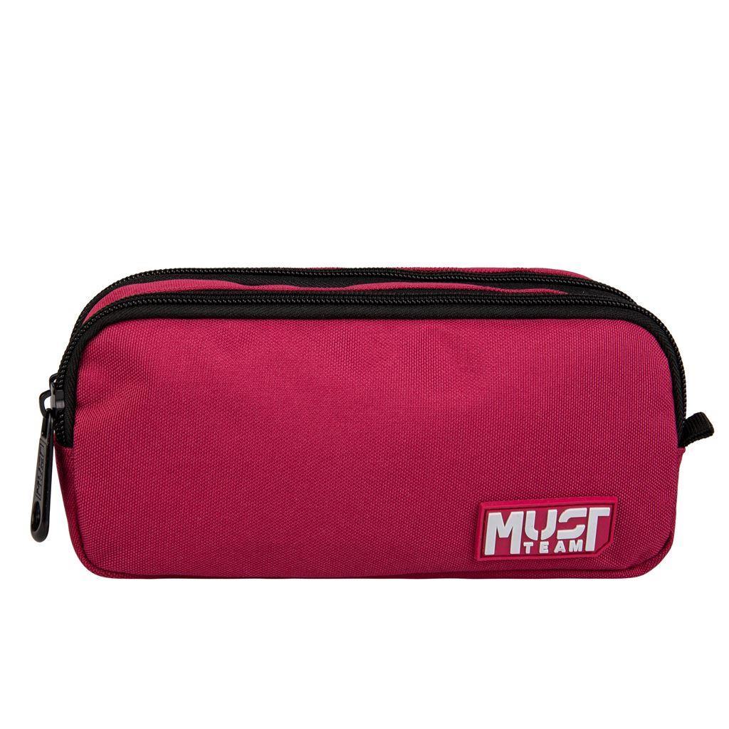 Must Team Pencil Case 2 Zippers Bordeaux With Grey