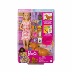 Barbie Newborn Pups Blonde Doll And Playset