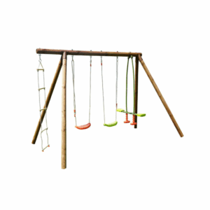 Soulet Gabin Childrens Triple Wooden Swing Set Dip Treated 3.1M X 1.8M Swing