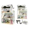 Kids Wooden Dollhouse – With Elevator Balcony & Stairs Accessories - Image 3